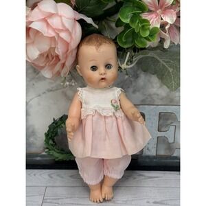 Vtg Vogue 50s Drink Wet Baby Doll Dressed Sleepy Eyes Jointed Legs‎ Plastic 8 "